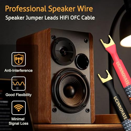 UCINNOVATE 4 Pack 6 Inch HiFi OFC Speaker Jumper Cables, Speaker Cable Bridge Bi-Wire Speaker with Gold Plated Jumper Plates, Audiophile Flexible 11AWG Cable Bridge to Speaker Cable Terminals - Image 4