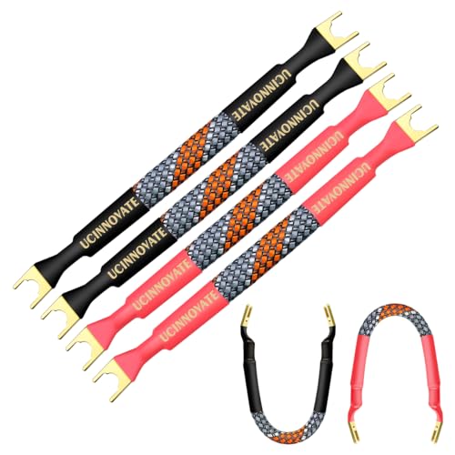 UCINNOVATE 4 Pack 6 Inch HiFi OFC Speaker Jumper Cables, Speaker Cable Bridge Bi-Wire Speaker with Gold Plated Jumper Plates, Audiophile Flexible 11AWG Cable Bridge to Speaker Cable Terminals - Image 2
