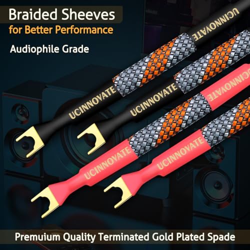 UCINNOVATE 4 Pack 6 Inch HiFi OFC Speaker Jumper Cables, Speaker Cable Bridge Bi-Wire Speaker with Gold Plated Jumper Plates, Audiophile Flexible 11AWG Cable Bridge to Speaker Cable Terminals - Image 3