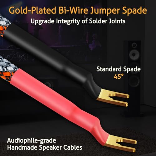 UCINNOVATE 4 Pack 6 Inch HiFi OFC Speaker Jumper Cables, Speaker Cable Bridge Bi-Wire Speaker with Gold Plated Jumper Plates, Audiophile Flexible 11AWG Cable Bridge to Speaker Cable Terminals - Image 5