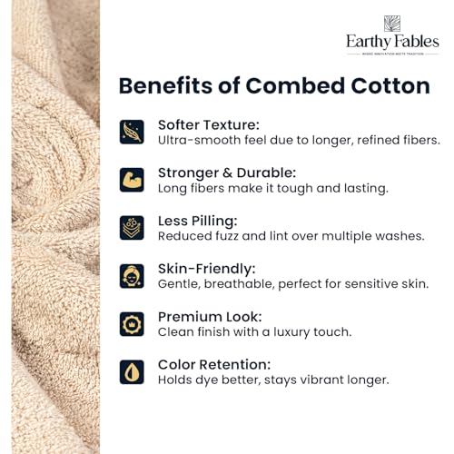 Earthy Fables Premium Bath Towel - 100% Combed Cotton, 600 GSM, Ultra Soft, Quick Dry and Highly Absorbent for Home, Travel and Acne-Prone Skin, 140 x 70 cm, Beige - Image 5
