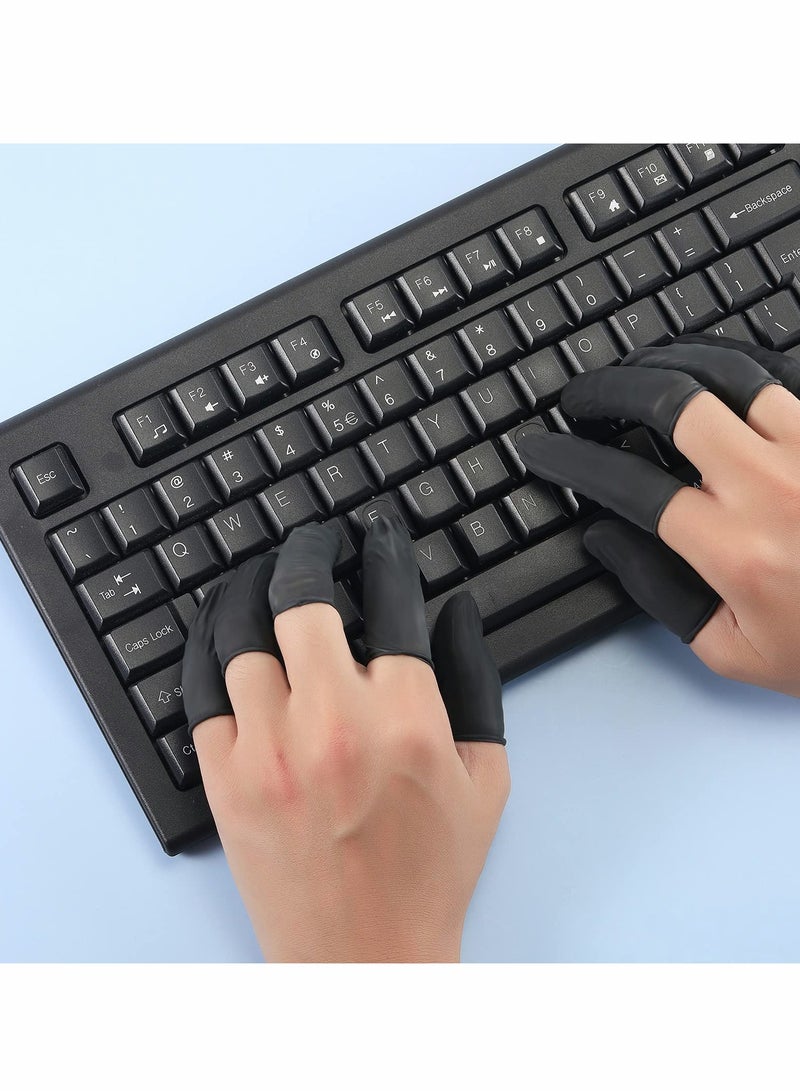 SOLARAE أغطية أصابع اللاتكس 200 قطعة أغطية أصابع لاتكس قابلة للتصرف قفازات أطراف الأصابع الواقية أكمام أصابع سوداء واقيات الأصابع ضمادات أطراف الأصابع للصناعات والجمال والمزيد - Image 4