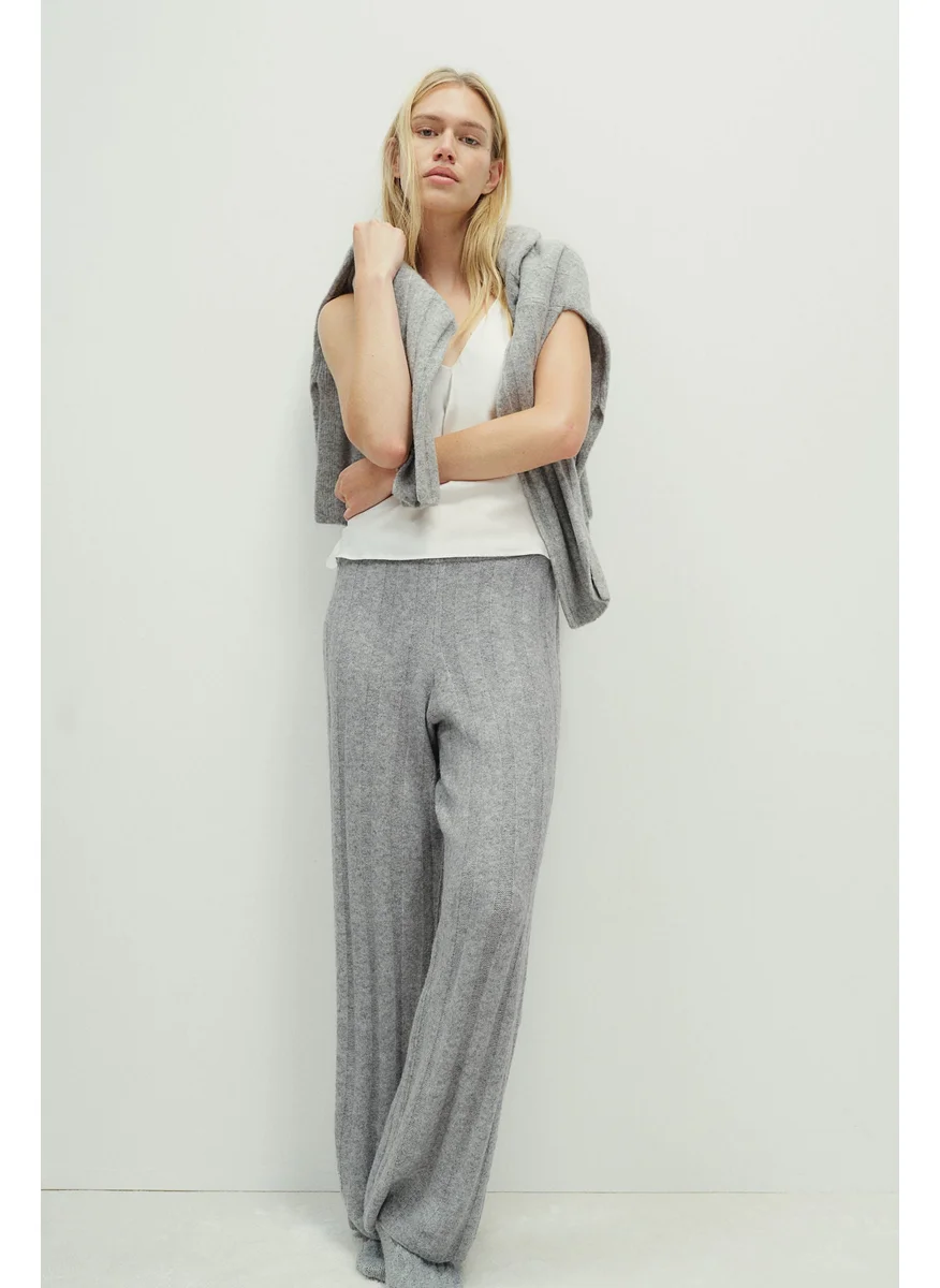 اتش اند ام Wool-Blend Rib-Knit Trousers
