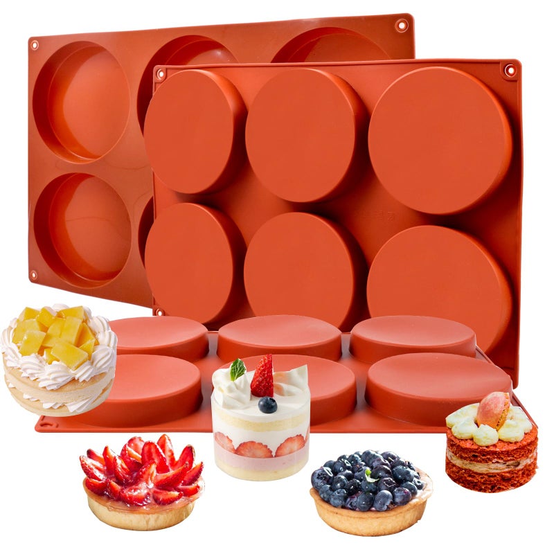 Goensjt Silicone Muffin Top Pans 4 Inch Jumbo Egg Molds,3 Pack 6-Cavity Round Silicone Baking Mold for Whoopie Pie Pan,Hamburger Bun, Corn Bread, Candy, Egg bites, Muffin - Image 1