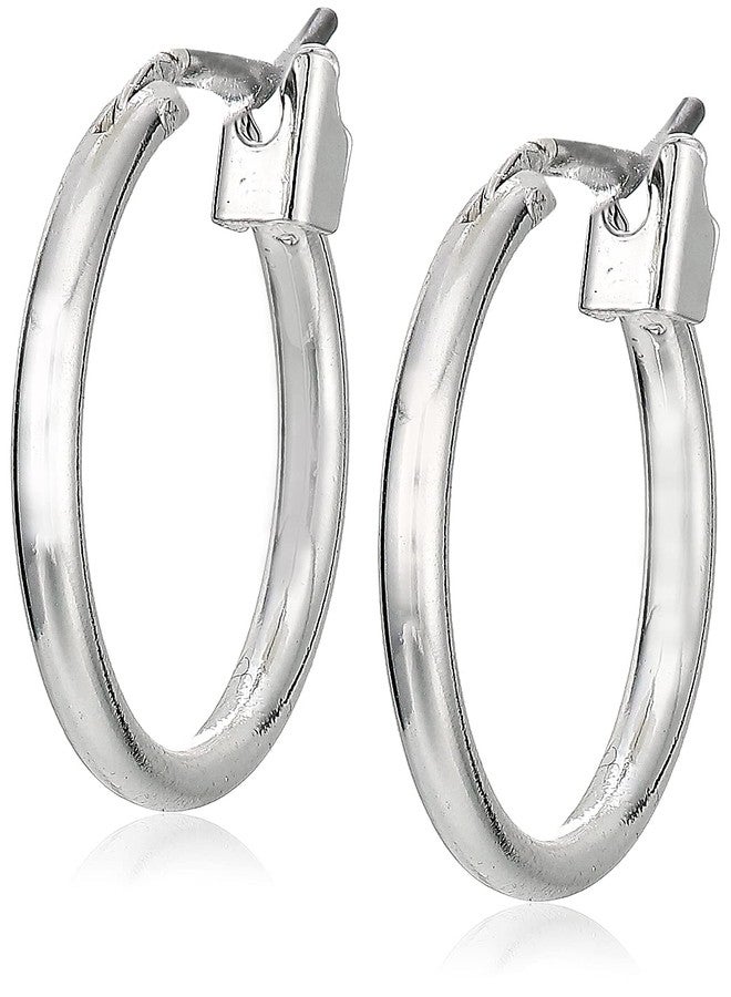 ناين ويست أقراط حلقية صغيرة دائرية من ناين ويست للنساء، لون فضي - Image 1