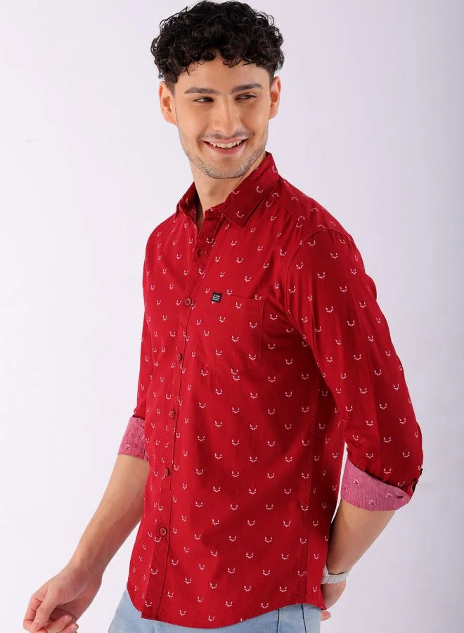 The Indian Garage Co Men Regular Fit Printed Full Sleeves Cutaway Collar Casual Shirt