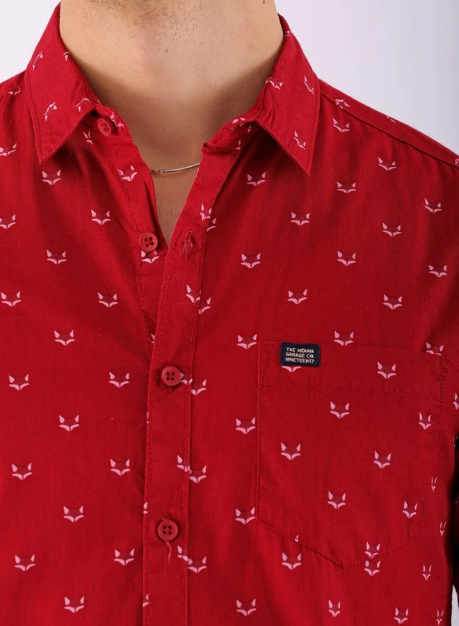 The Indian Garage Co Men Regular Fit Printed Full Sleeves Cutaway Collar Casual Shirt