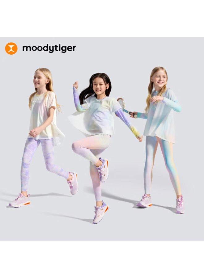 Moodytiger Girls' Cooling Leggings, Summer New Style Children's Elastic Breathable Printed Yoga Pants | Xiao Yun Duo Air - Image 2