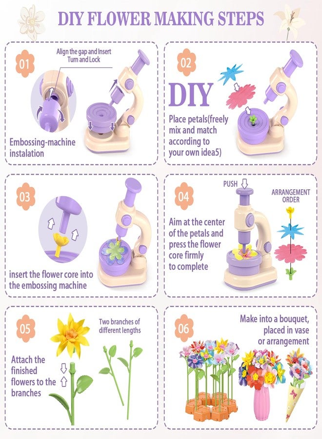 Sanant Fabric Flower Bouquets Toys, DIY Arts and Crafts Toys for Kids 4-8, Making Kit Build Own Bouquet, DIY Educational Activities Flower Making Kit Toys for Toddlers, Birthday Gifts for Girls - Image 3