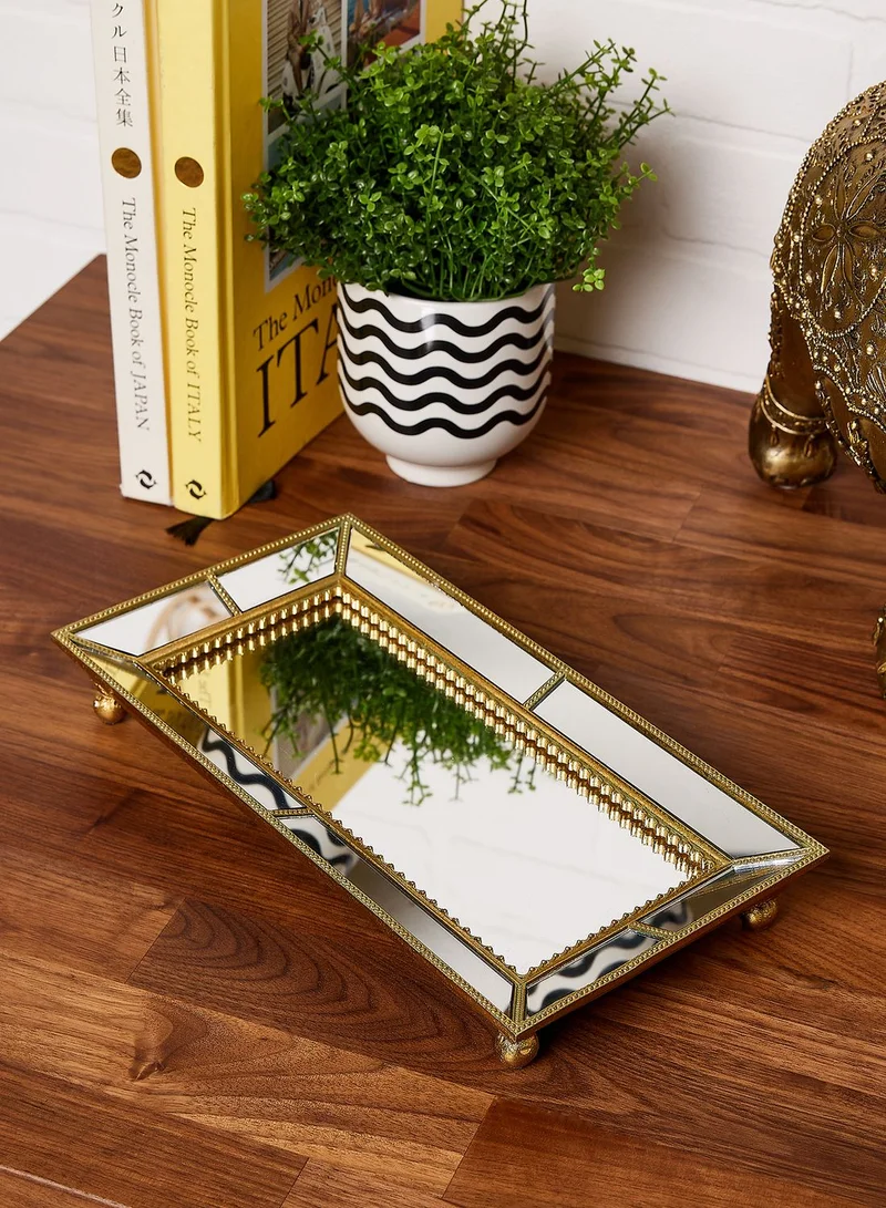 Noire Edit 30.5Cm Ornate Mirrored Tray In Mail Order Packaging