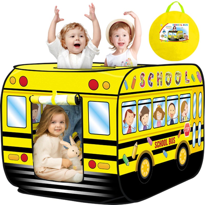 Britik Pop Up Play Tent for Kids Aged 35 Years Old Boys and Girls School Bus Tent Playhouse Toy Play Tents for Toddlers 35 Kids Tent Indoor Outdoor Playhouse Toys for 3 Year Old School Bus - Image 4