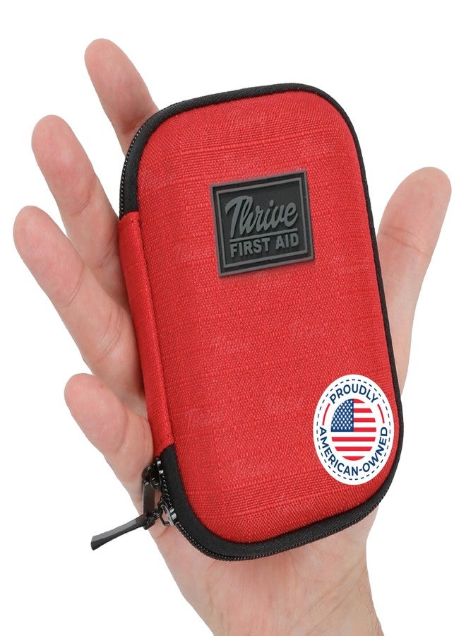 Thrive Travel Essentials Mini First Aid Kit - 66-Piece, Red Shell Case - Hiking, Camping & Cruise Essentials - Mini Medicine Kit - Image 1