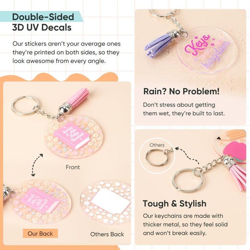 YOPPIX 140 PCS Acrylic Keychain Blank Set, Mama Double-Sided UV DTF Stickers Acrylic Keychain Making Kits for Vinyl DIY Craft Project - Image 4