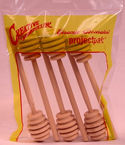Creative Hobbies® 6 Inch Wood Honey Dipper Stick Server for Honey Jar Dispense Drizzle Honey New | Pack of 6 - Image 4