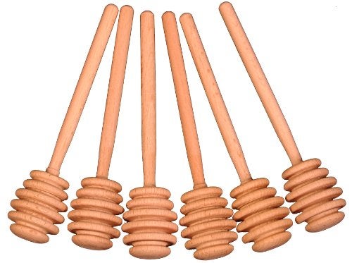Creative Hobbies® 6 Inch Wood Honey Dipper Stick Server for Honey Jar Dispense Drizzle Honey New | Pack of 6 - Image 5