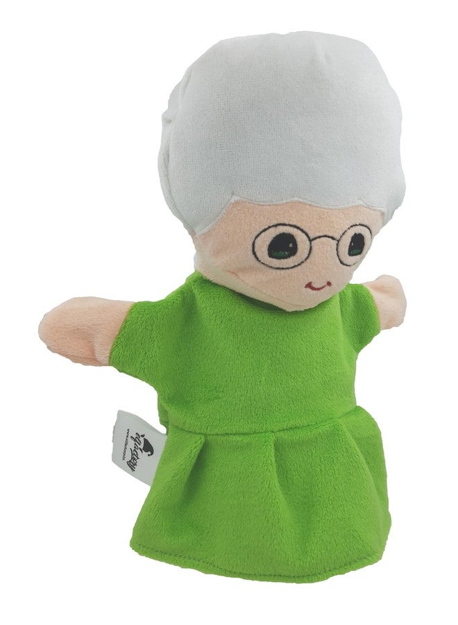 Elfactory Grand Mother (Peach) Family Hand Puppets for Kids - Educational Storytelling Interactive Plush Hand Puppet Set for Learning (10 inch) New Edition (Green Grandma) - Image 2