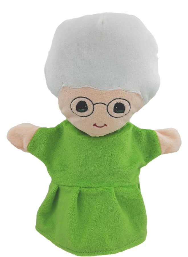 Elfactory Grand Mother (Peach) Family Hand Puppets for Kids - Educational Storytelling Interactive Plush Hand Puppet Set for Learning (10 inch) New Edition (Green Grandma) - Image 1
