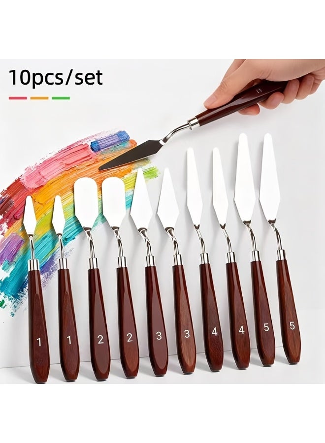 No branded Professional 10Pcs Stainless Steel & Plastic Painting Knife Set, Multi‑Purpose Paint Scrapers Art Drawing Kit, Art Supplies for Oil Pastel Gouache Acrylic Oil Painting for Creative Projects - Image 1
