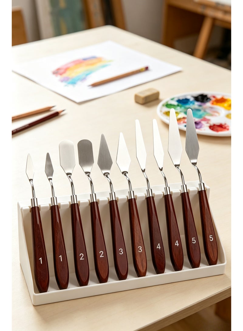 No branded Professional 10Pcs Stainless Steel & Plastic Painting Knife Set, Multi‑Purpose Paint Scrapers Art Drawing Kit, Art Supplies for Oil Pastel Gouache Acrylic Oil Painting for Creative Projects - Image 5