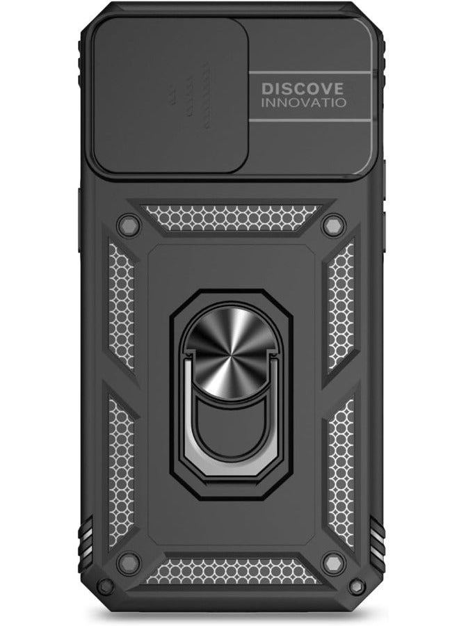 IPhone 16 Pro Max Black Magnetic Case with Sliding Privacy Cover & 360° Rotating Metal Ring Stand – Full Protection, Anti-Scratch, Shockproof, and Car Mount Compatible - Image 3