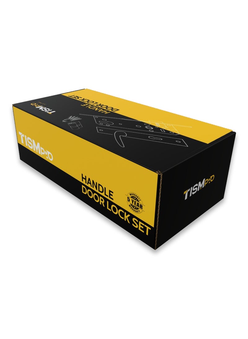 TISMpro Door Handle Lock Set - Aluminum Handle with Lock Body, Cylinder, and 5 Computer Keys with Mounting Screws, TP-7000 Set (Matte Black) - Image 4