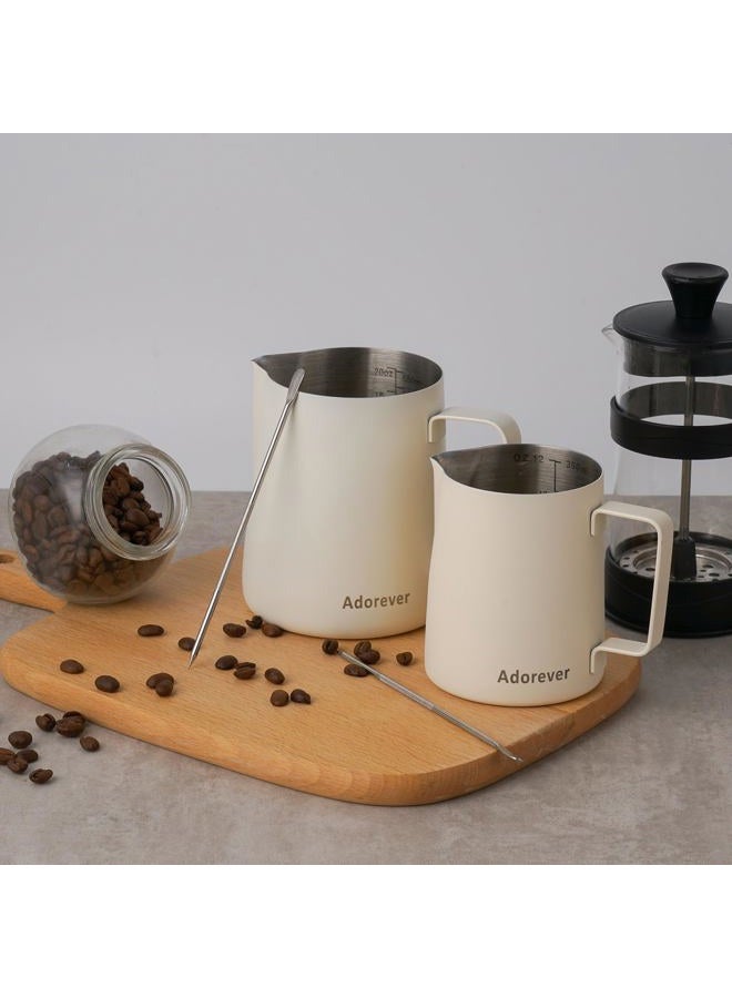 Adorever Milk Frothing Pitcher, 600ml/20oz Steaming Pitchers Stainless Steel Milk Coffee Cappuccino Latte Art Barista Steam Pitchers Milk Jug Cup with Decorating Art Pen, Matte White - Image 5