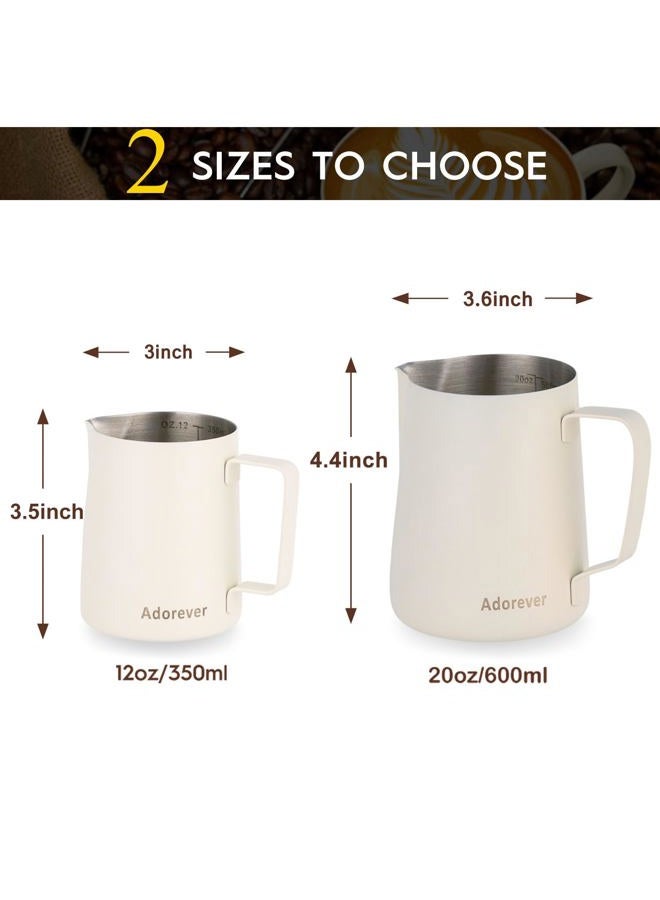 Adorever Milk Frothing Pitcher, 600ml/20oz Steaming Pitchers Stainless Steel Milk Coffee Cappuccino Latte Art Barista Steam Pitchers Milk Jug Cup with Decorating Art Pen, Matte White - Image 3