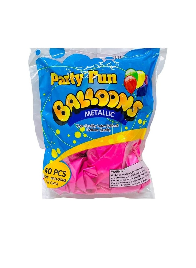 PARTY FUN Metallic Balloon 12 Inch Pink Color 40 Pcs  - Image 3