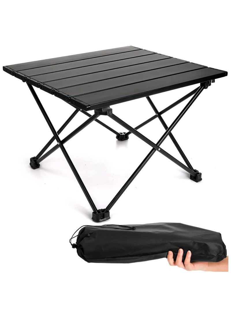KUYING Camping Side Table, Portable Folding Beach Table, Small Aluminum Picnic Backpacking Table for Camping,Outdoor Cooking, BBQ, Hiking, Boat, Travel,  (Black)  - Image 1