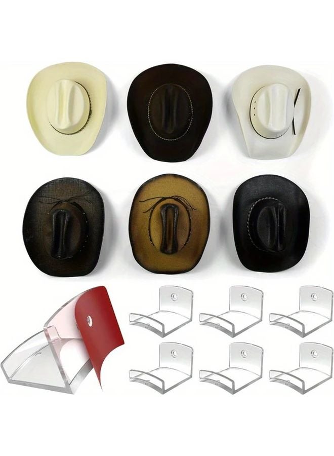 6 PCS Clear Baseball Cap Hooks Strong Wall Mounted Hat Organizer - Image 1