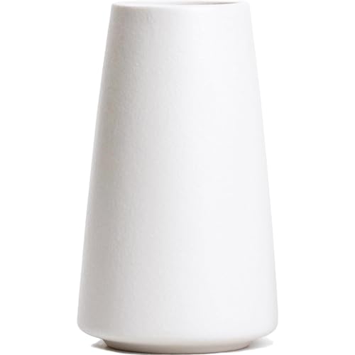 HUBUISH Bright White Vase - 6“ White Ceramic Flower vase, Boho Vases for Pampas Grass, Minimalist Modern vases for Home Decor, Table Shelf Living Room Farmhouse Decor - Image 1