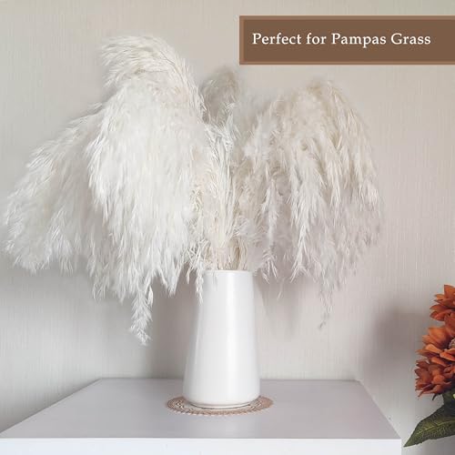 HUBUISH Bright White Vase - 6“ White Ceramic Flower vase, Boho Vases for Pampas Grass, Minimalist Modern vases for Home Decor, Table Shelf Living Room Farmhouse Decor - Image 3