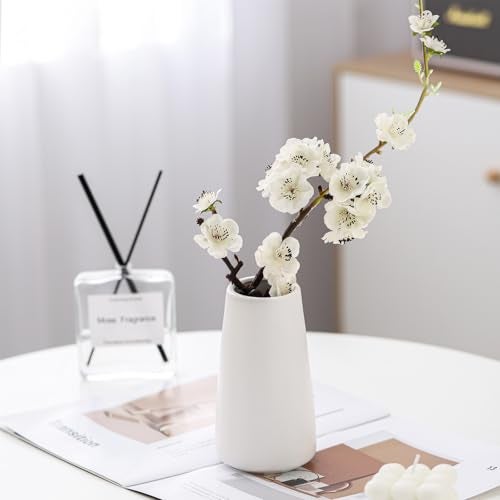 HUBUISH Bright White Vase - 6“ White Ceramic Flower vase, Boho Vases for Pampas Grass, Minimalist Modern vases for Home Decor, Table Shelf Living Room Farmhouse Decor - Image 2