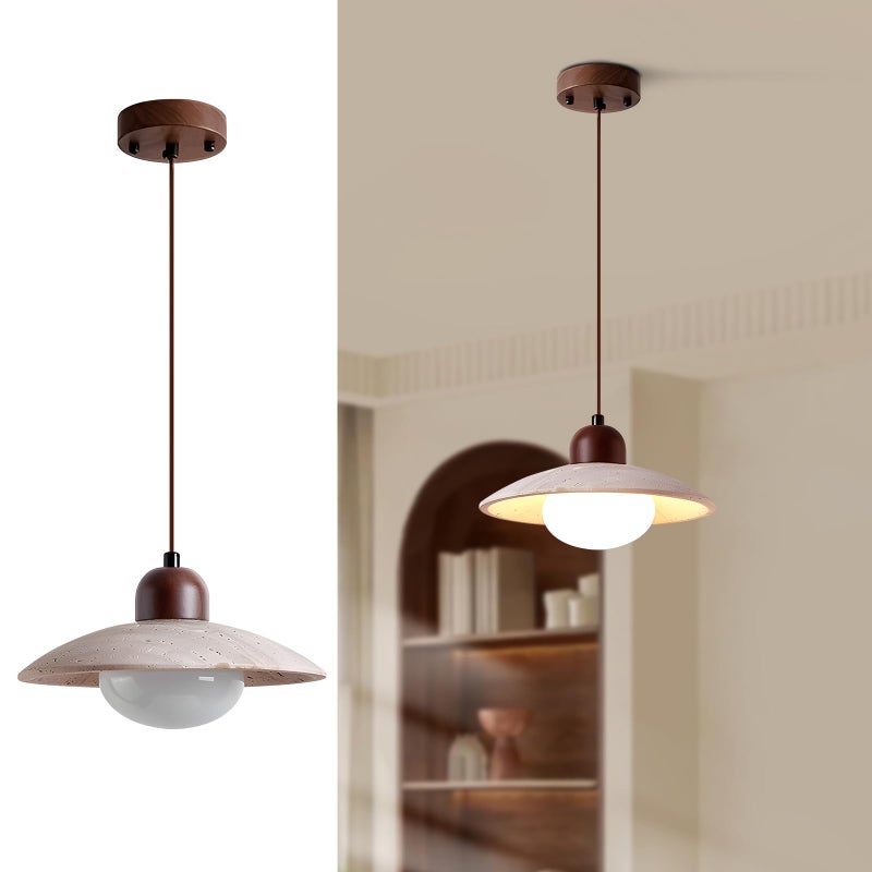 Fulesi Modern Dome Pendant Light 7.9" Natural Stone Farmhouse Pendant Lights Nordic Marble Kitchen Island Hanging Lights for Dining Room Hallway - Image 1
