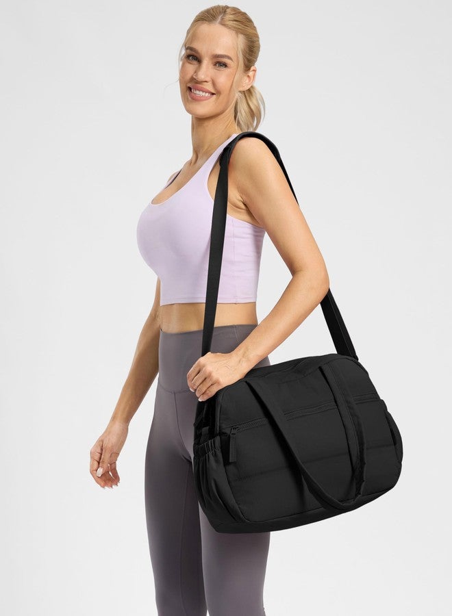 Uselike Gym Bag for Women Small Travel Duffle Bag for Travel with Wet Pocket, Black, Medium - Image 2