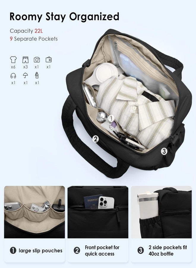 Uselike Gym Bag for Women Small Travel Duffle Bag for Travel with Wet Pocket, Black, Medium - Image 3