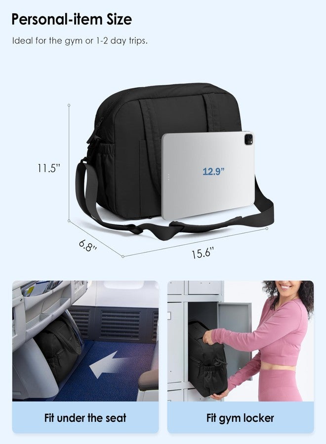Uselike Gym Bag for Women Small Travel Duffle Bag for Travel with Wet Pocket, Black, Medium - Image 5