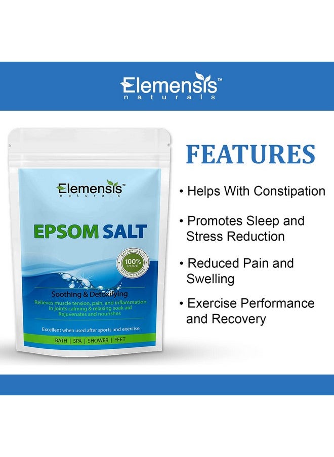 Elemensis Naturals - Epsom Salt Granule(Magnesium Sulphate) For Bathing, Relaxing Foot And Pain Relief Therapeutic Spa Treatment & Refreshing Body, 1Kg(Pack Of 2, Each 500Gm) - Image 1