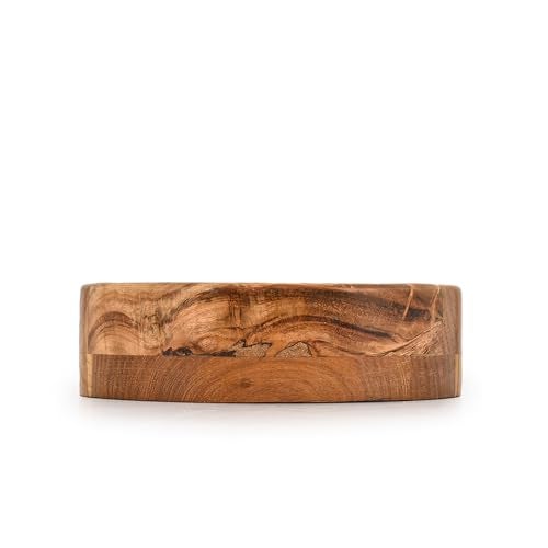 Kimona Decorative Bowl Acacia Wood Hand Carved Home Decor for Dining Table Center, Living Room, Kitchen Décor (8"x 8" x 2.5") - Image 3