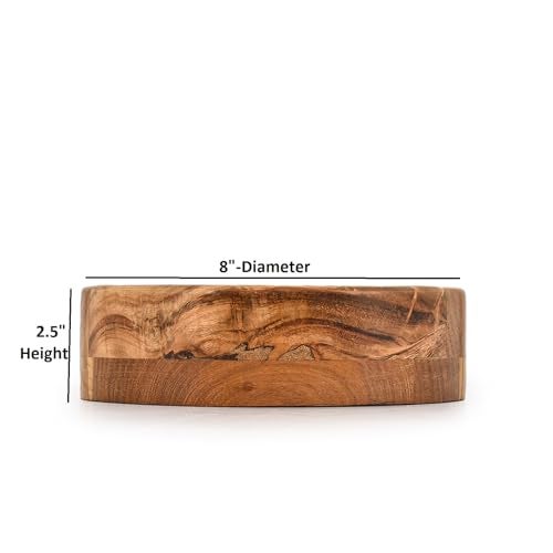 Kimona Decorative Bowl Acacia Wood Hand Carved Home Decor for Dining Table Center, Living Room, Kitchen Décor (8"x 8" x 2.5") - Image 5