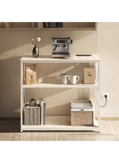 AGD Console Table with Charging Port, Entryway Hallway Living Room Coffee Corner Table with Storage Shelf (White)  - Image 4