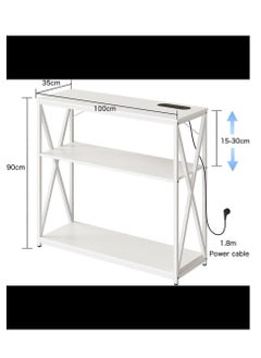 AGD Console Table with Charging Port, Entryway Hallway Living Room Coffee Corner Table with Storage Shelf (White)  - Image 4