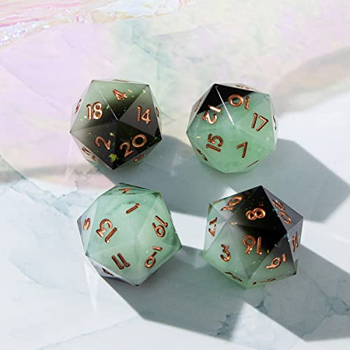 YEMEKO Single D20 Dice 22mm 20 Sided DD Dice for Dungeons and Dragons DND Dice with Resin Sharp Edge Handmade Polyhedral for RPG Roleplaying Games MTG Table GamesGradual Green - Image 5
