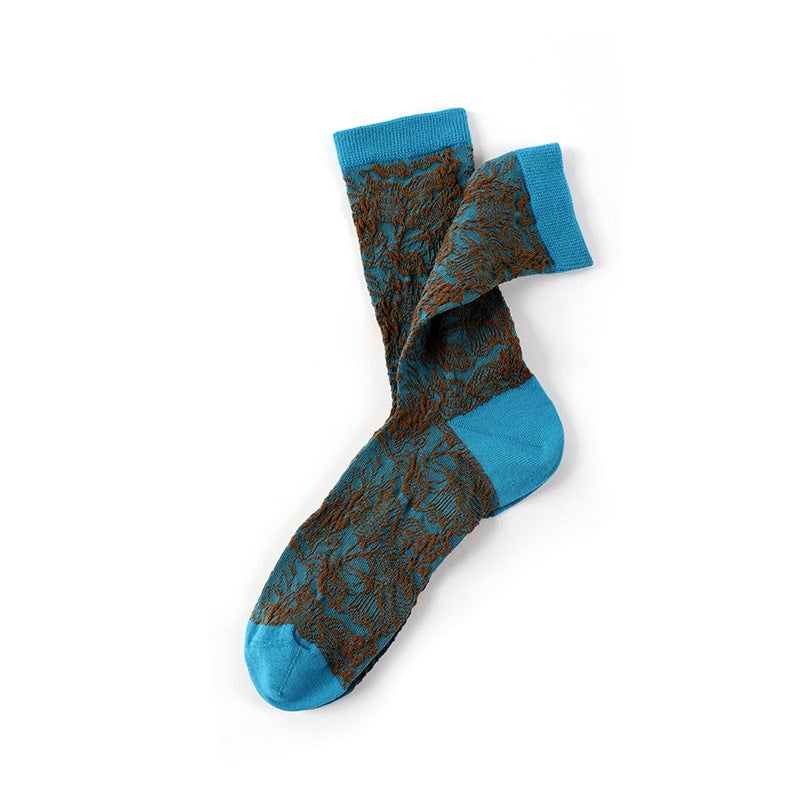 Meikan Women'S Socks Three-Dimensional Relief Mid-Calf Fashion Socks Retro Pattern Women'S Socks Personality Matching Socks - Image 1