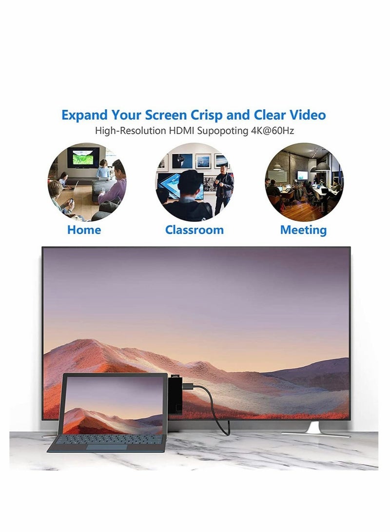 Beauenty Multi-Port Hub Docking Station for Microsoft Surface Pro 7 - HDMI, 1000M Ethernet, USB-C PD Charging, 2 USB 3.0, SD/TF Card Reader - Image 3