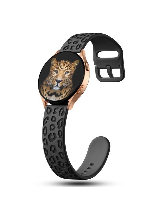 IKANFI 6Pack Engraved Band Compatible with Samsung Galaxy Watch 5 Band/Galaxy Watch 4 Bands/Galaxy Watch 3 Bands/Active 2 Watch Bands,20mm Leopard Silicone Sport Strap Replacement for Women Men- - Image 2