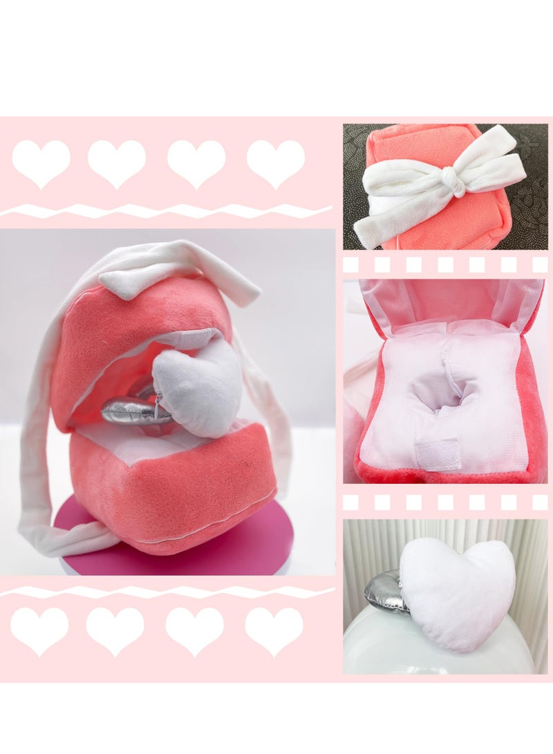 SYOSI Plush Ring Box Toy Funny Gifts Couples Ideas Hide Surprise Oversized Ring Sets Plush Couple Ring Surprise Gift Machine Washable Love Ring Case Pink - Image 5