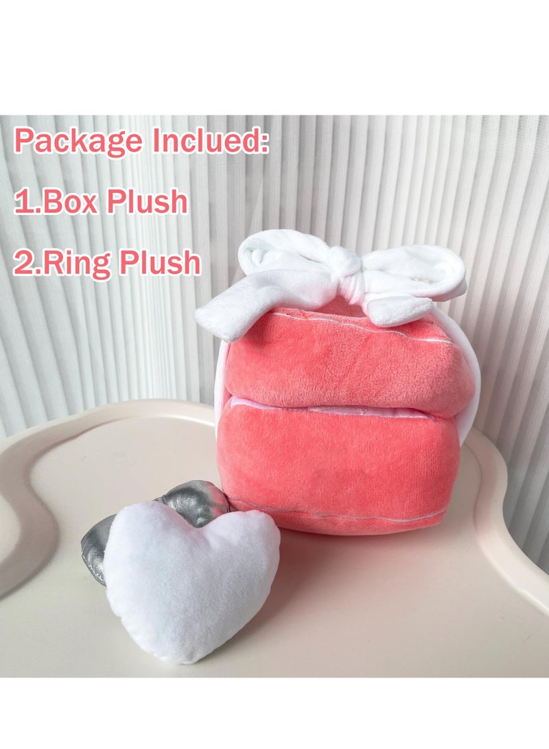 SYOSI Plush Ring Box Toy Funny Gifts Couples Ideas Hide Surprise Oversized Ring Sets Plush Couple Ring Surprise Gift Machine Washable Love Ring Case Pink - Image 3