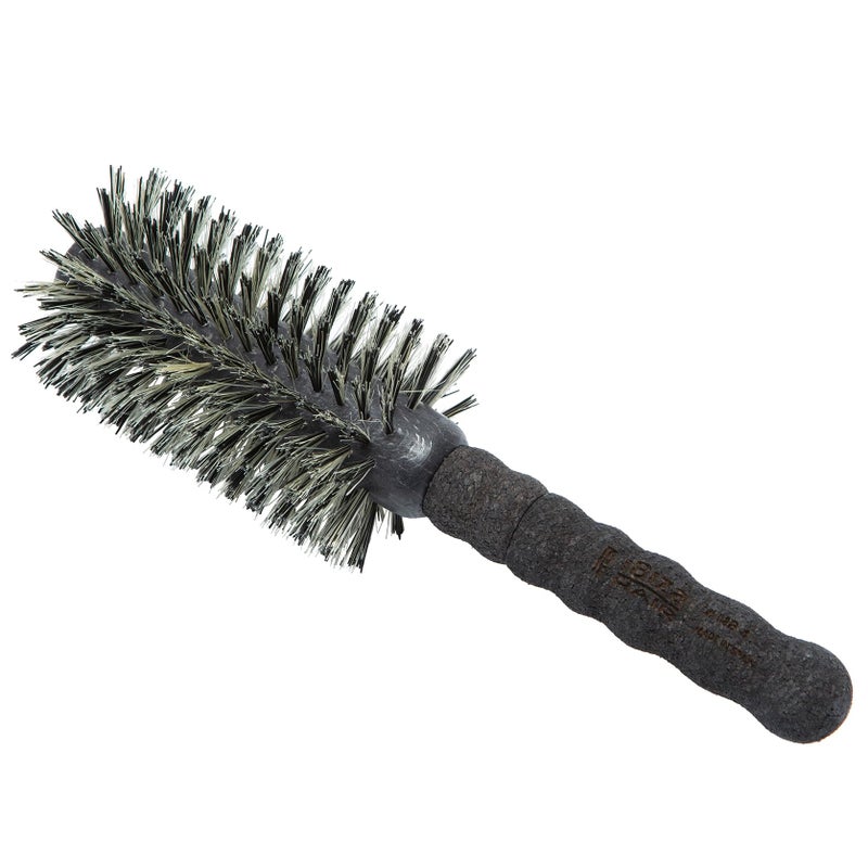 Ibiza Hair Round Boar Bristle Brush (MB4-65mm) | Reinforced Blonde & Black Bristles with Cork Handle | For Volume & Smoothness | Adds Texture & Shine for Medium to Long Styles - Image 1