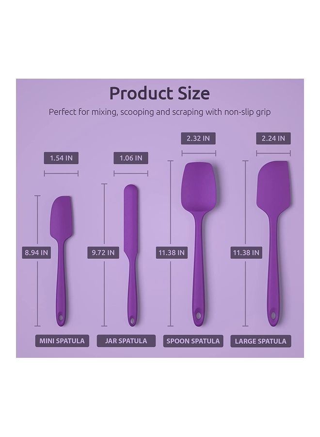 NIBEMINENT 4-Piece Silicone Spatula Set Purple One Size - Image 4